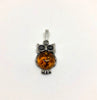Owl Pendant in Silver and Amber