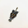 Owl Pendant in Silver with Amber