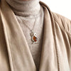 Owl Pendant in Silver with Amber