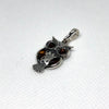 Owl Pendant in Silver with Amber