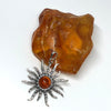 Sun Pendant in Oxidized Silver with Amber