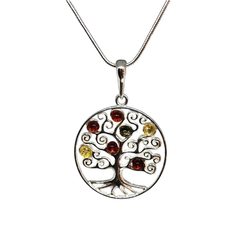Amber and Silver "Tree of Life" Pendant