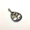 Tree of Life Pendant in Silver and Multicolour Amber