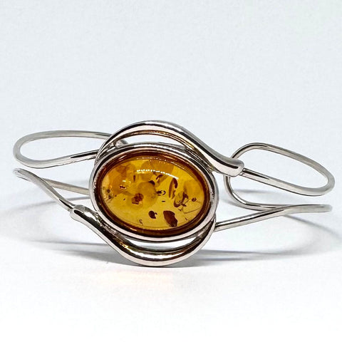 Amber and Silver Cuff Bracelet #1