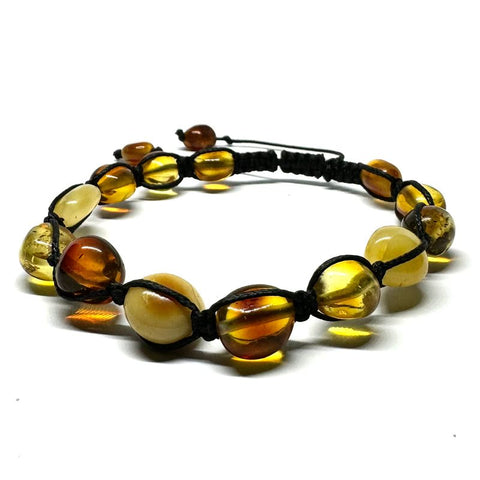 Baltic Amber Beaded Bracelet on Black Rope #1