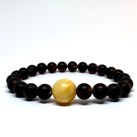 Black and Butter Amber Ball Bracelet