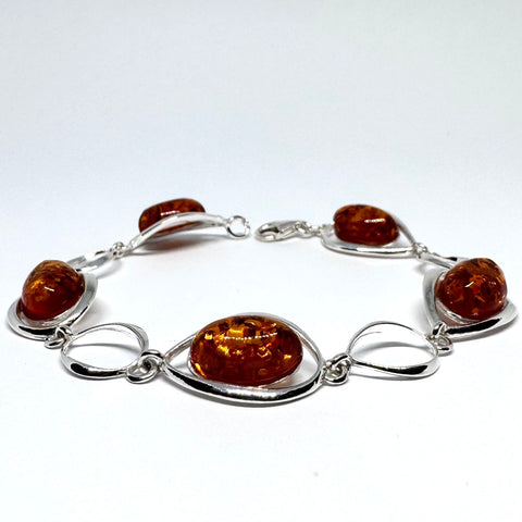 Amber and Silver Link Bracelet #1