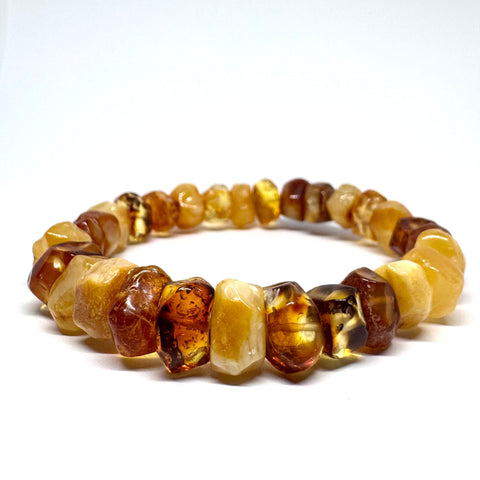 Baltic Amber Hewed Beads Bracelet #2