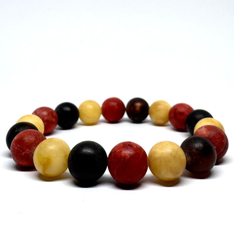Amber and Coral Ball Bracelet in Mat