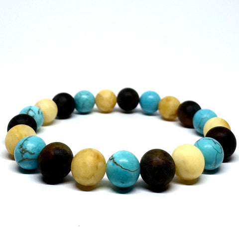 Amber and Turquoise Ball Bracelet in Mat #2