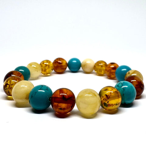 Amber and Turquoise Ball Bracelet