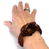 Amber Beaded Bracelet on Brown Linen