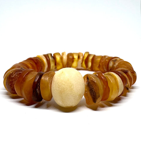 Large Amber Button Beads and a Mat Ball Bracelet