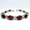 Cherry Amber Link Bracelet in Silver