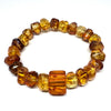 Baltic Amber Hewed Beads Bracelet with a Cube