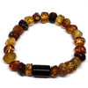 Baltic Amber Hewed Beads Bracelet with Cylinder