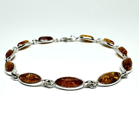 Delicate Amber and Silver Link Bracelet