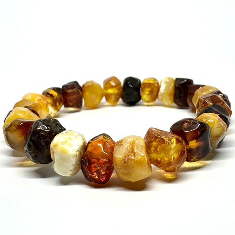 Baltic Amber Hewed Beads Bracelet #1