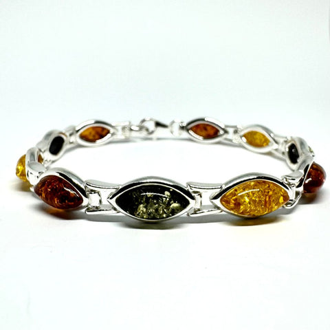 Amber and Silver Link Bracelet #2 (multicolour)