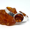 Amber and Silver Cuff Bracelet (round stone)