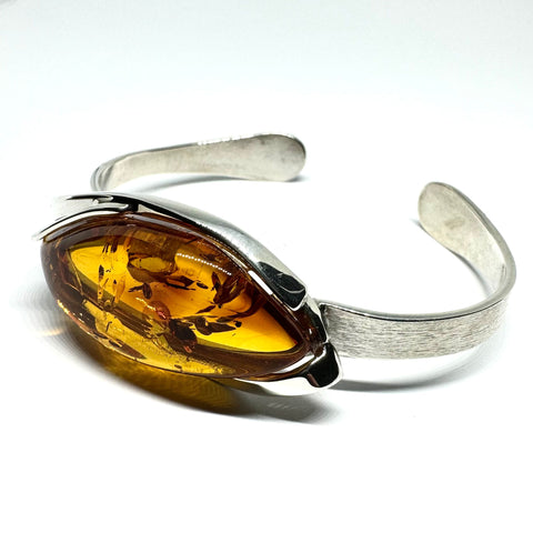 Modern Amber and Silver Cuff Bracelet