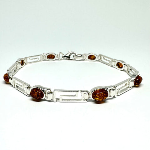 Amber and Silver Bracelet in Greek Style