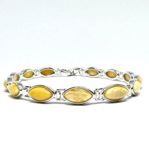 Amber and Silver Link Bracelet #2 (butter)