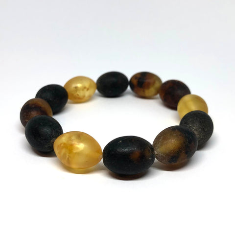 Olive-Shaped Amber Bracelet in Mat (medium or large)