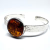 Amber and Silver Cuff Bracelet (round stone)