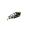 Peacock's Feather Pin in Silver with Amber