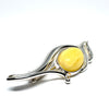 Butter Amber Brooch in Silver