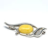 Butter Amber Brooch in Silver