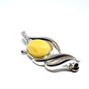 Butter Amber Brooch in Silver