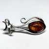 Amber and Silver Cat with Long Mustache Pin