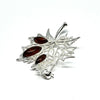 Maple Leaf Silver Brooch with Cognac Amber