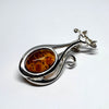 Amber and Silver Cat with Long Mustache Pin