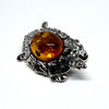 Turtle Pin in Silver and Amber
