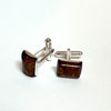 Amber and Silver Cufflinks in Cognac Colour