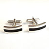 Modern Cufflinks with Amber Inlaid in Silver