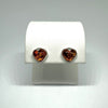 Amber and Silver Heart Stud Earrings