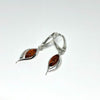 Amber and  Silver Delicate Modern Earrings in Green or Cognac