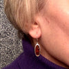 Amber & Silver Oval Earrings