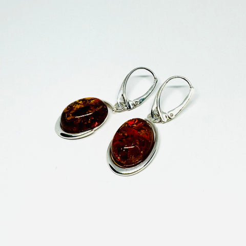 Large Amber Oval Earrings