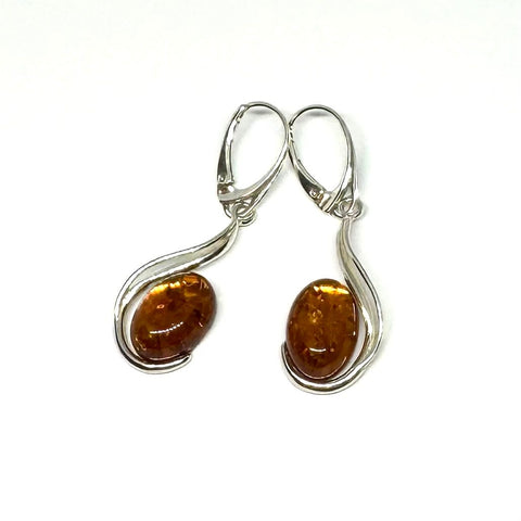 Large Amber Hanging Earrings