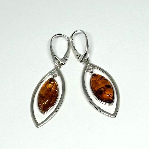 Amber Marquis Earrings in Silver Frame