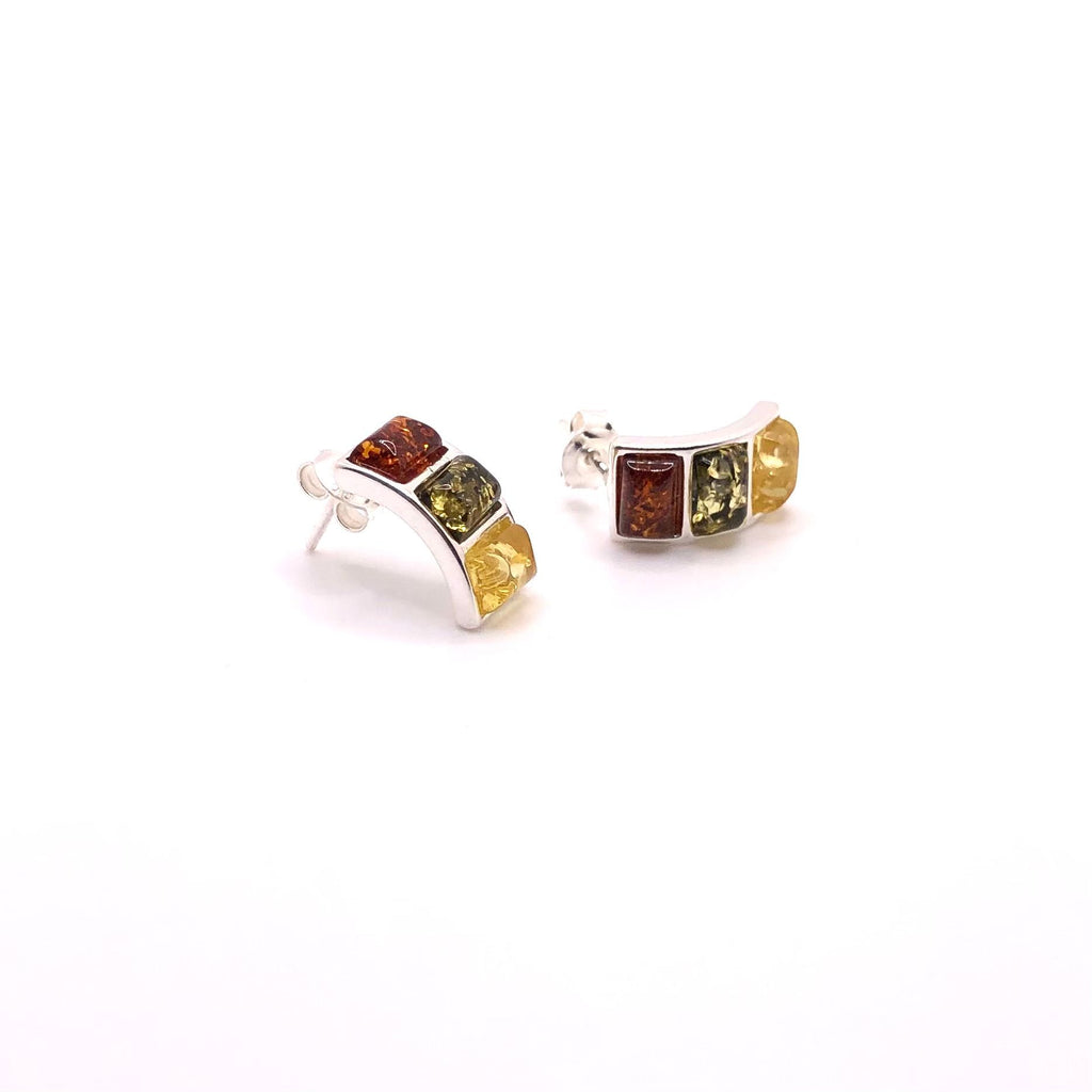 Multicolour Amber Stud Earrings