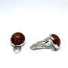 Amber and Silver Clip-on Earrings (round)