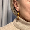 Mat Amber Earrings with Beads