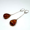 Amber Drop Earrings on Long Chains