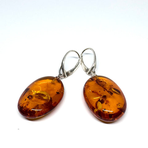 Large Oval Amber Earrings